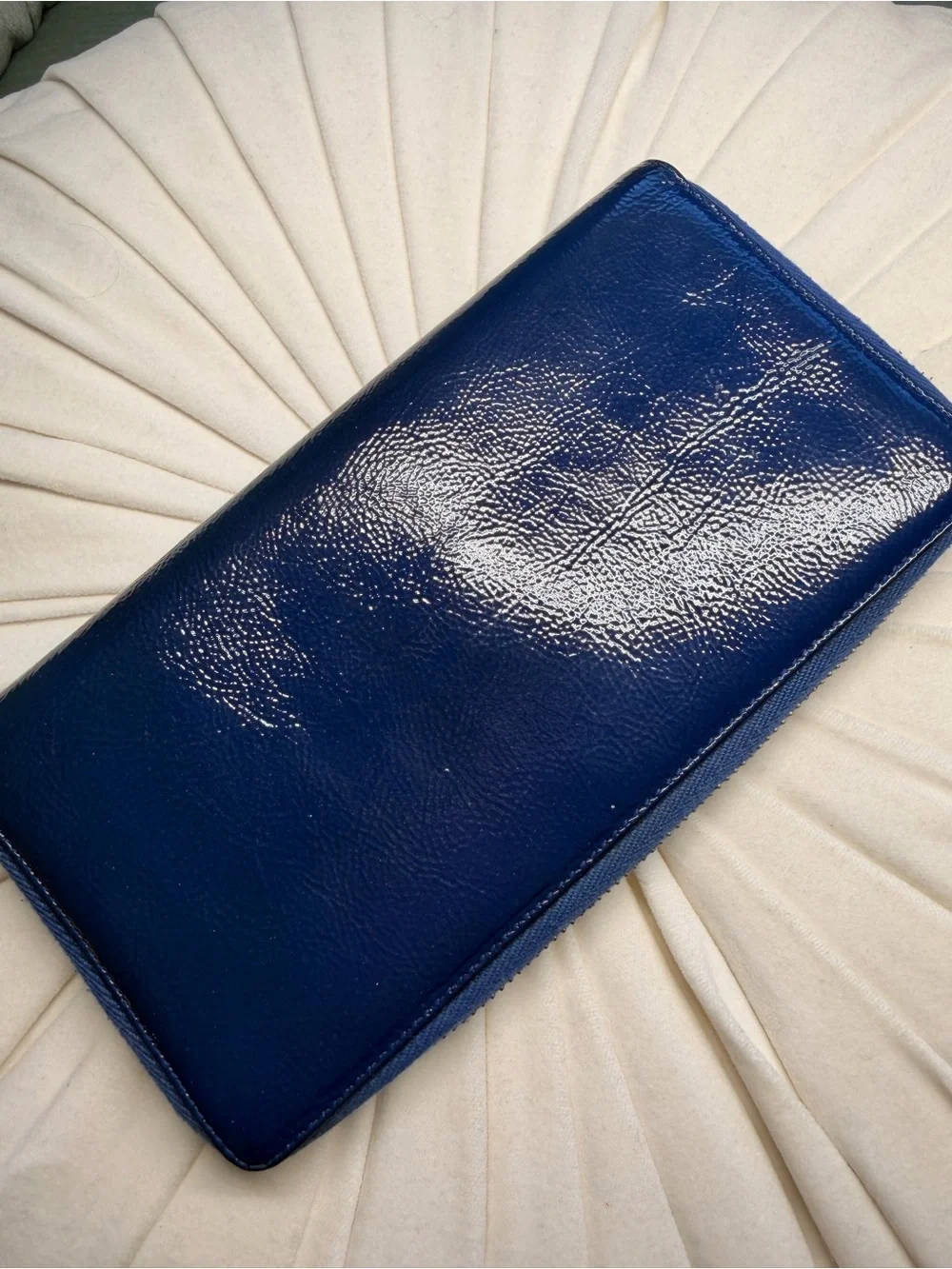 Saint Laurent Electric Blue Patent Zip-Around Wallet